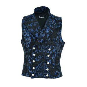 Men's Victorian Gentleman's Aristocrat Vest Tapestry Stylish Casual Vest Blue